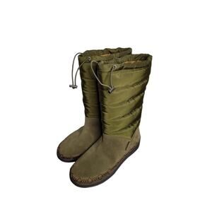 Zodiac Nylon Suede Green Puffer Water Repellent boots, size 5 women's